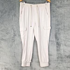 Womens‎ Pants Large Linen Cargo Joggers Coastal Beachy Vacation Resort High Rise
